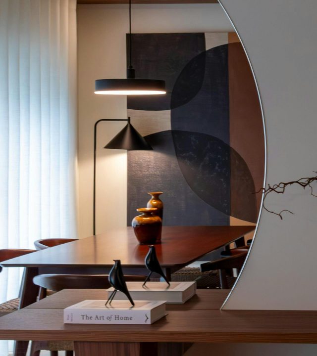 Stylish interior with modern furniture and artistic elements in Portugal.